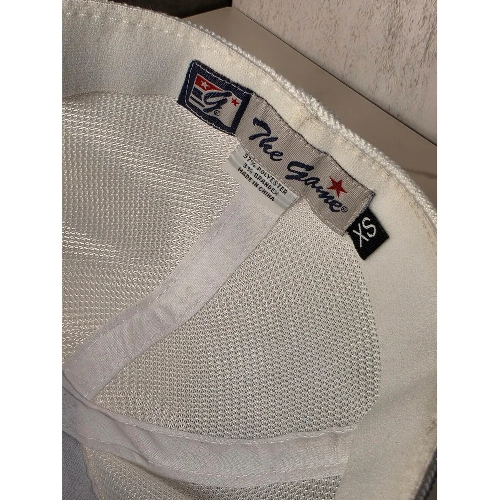 The Game Moors Trucker Hat Mens XS Blue White Mesh Stretch Fit Cap XS